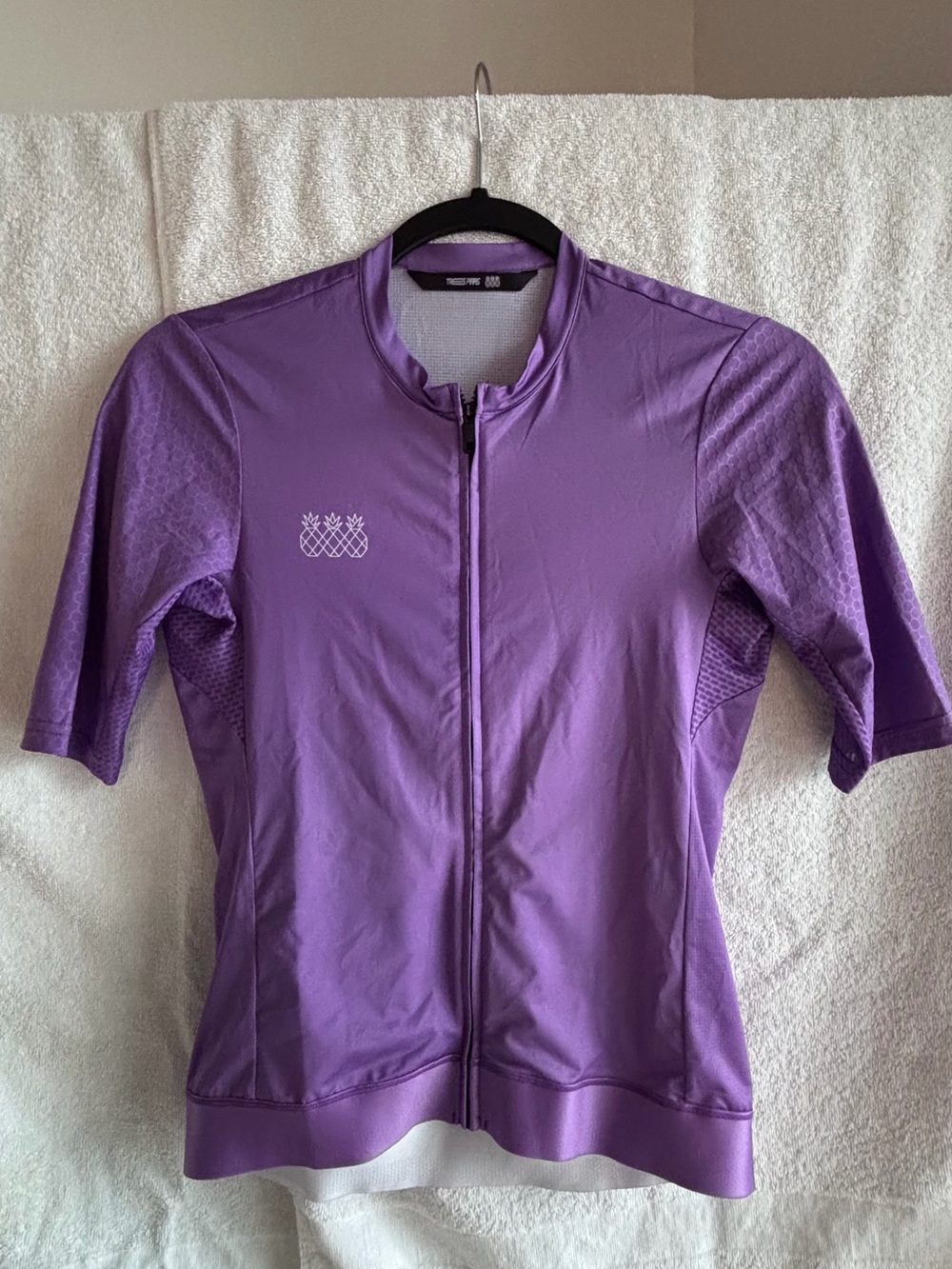 Women's Purple Cycling Jersey with Full Zip - Pineapple Motif
